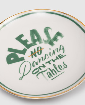 Bitossi Home White porcelain bread plate No Dancing On The Tables LGP00005