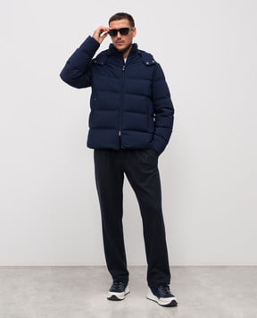 Stefano Ricci Blue down jacket with logo patch M6J5S00020PA003R