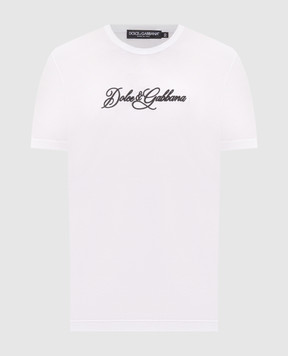 Dolce&Gabbana White T-shirt with textured logo embroidery G8PT1ZG7P9K