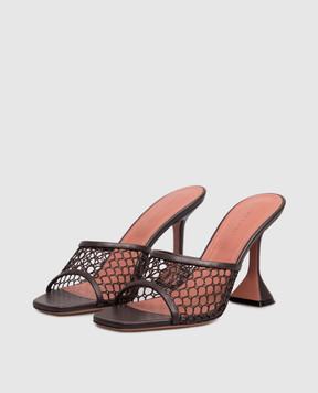 Amina Muaddi Lupita brown leather mules 13S361173LUP