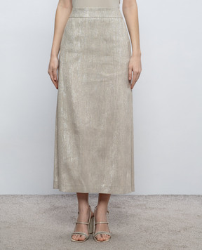 Peserico Beige midi skirt with lurex E0521200598