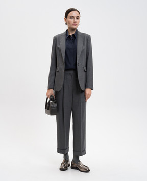 Peserico Grey wool trousers with lapels P04579U02660