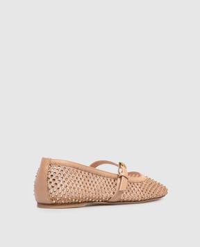 Stuart Weitzman Bareitall beige ballet flats with crystals SN800