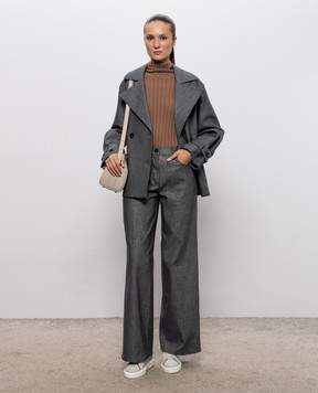 Peserico Gray cropped trench coat with lurex A01745A00589