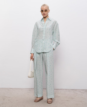 Victoria Beckham Green printed silk pants 1226WTR002857O