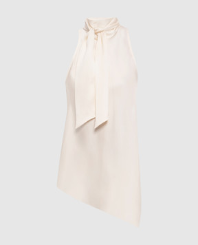 Brunello Cucinelli Ivory silk blouse with monil chain MB179B1S04