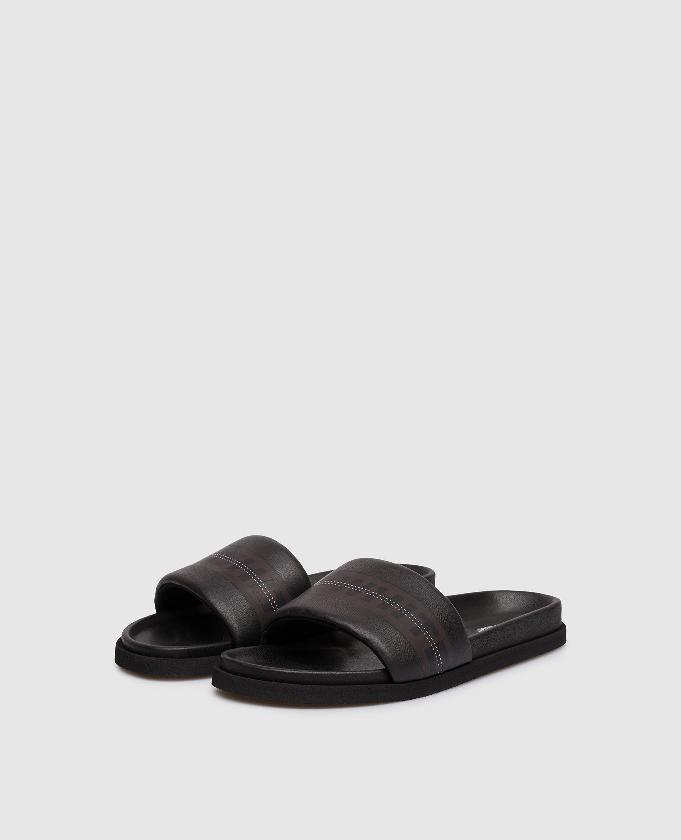 

Black Industrial Leather Flip Flops Off-White