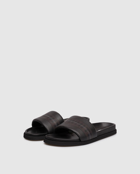 Off-White Black Industrial Leather Flip Flops OMIC019S26LEA001
