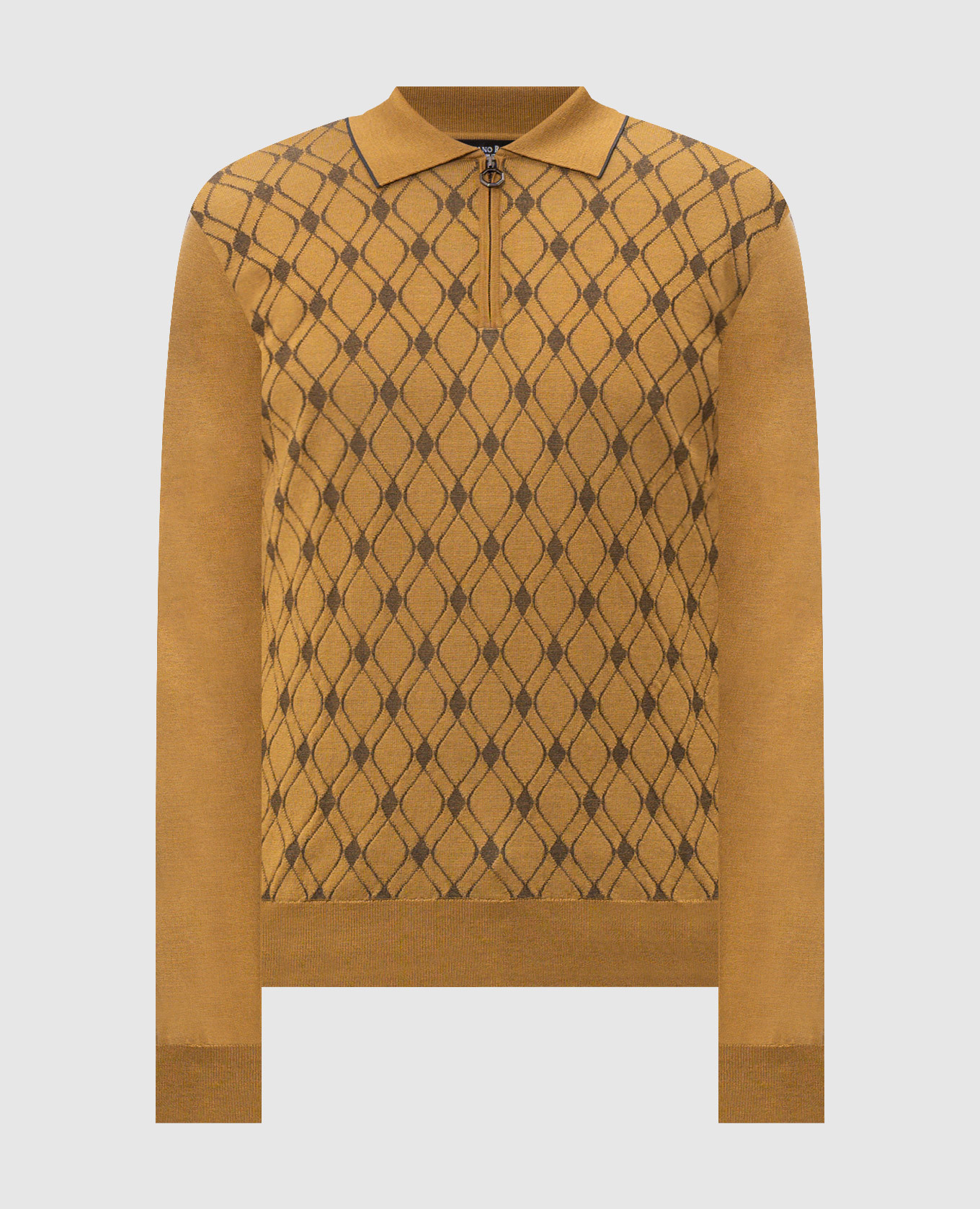 Brown wool, silk and cashmere polo shirt