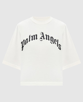 Palm Angels Ivory T-shirt with logo print PAWAA003JR001