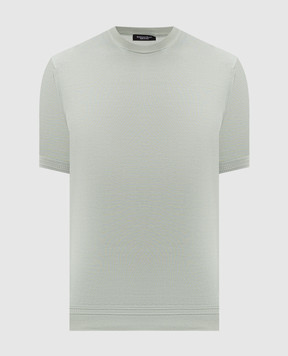 Stefano Ricci Green silk T-shirt with embroidered monogram logo K616215G10F26101