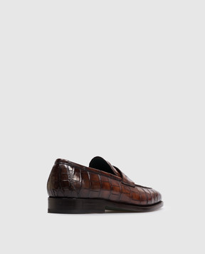 Stefano Ricci Brown glossy crocodile leather loafers UO01C2330CA