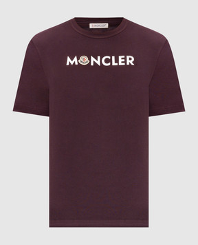 Moncler Burgundy t-shirt with logo print L20918C0005189B8Q