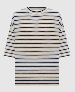 Brunello Cucinelli Beige striped cashmere T-shirt M9A849210