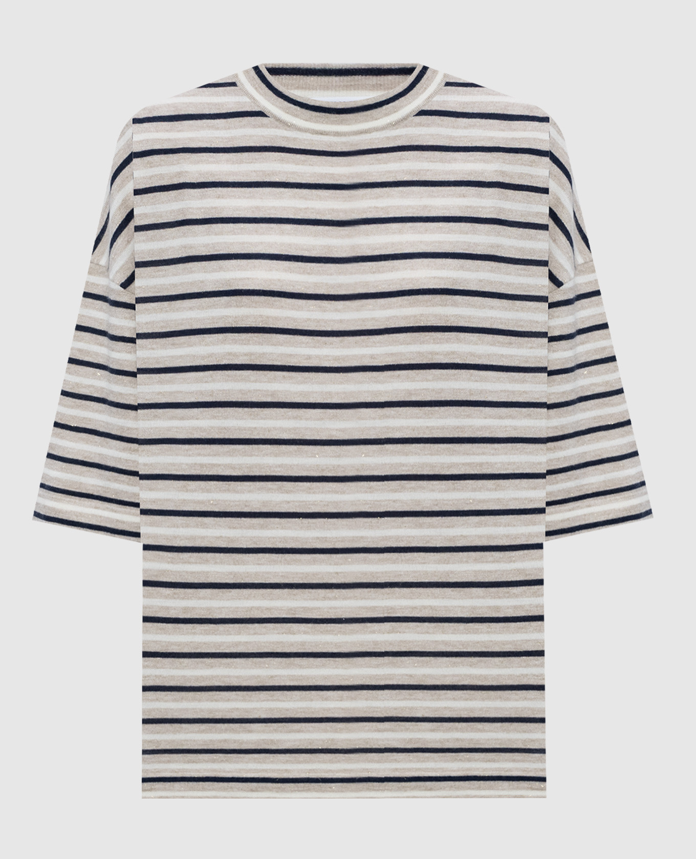 

Beige striped cashmere T-shirt Brunello Cucinelli