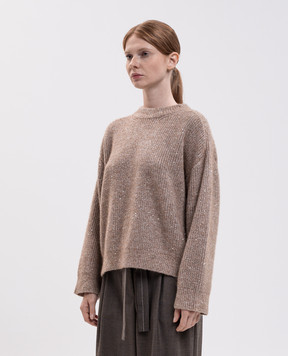 Peserico Beige wool sweater with sequins S99531F05B9202