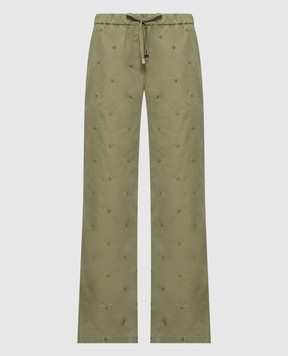 The Attico Khaki pants with embroidered emblem 260WCP00263CCC104MA