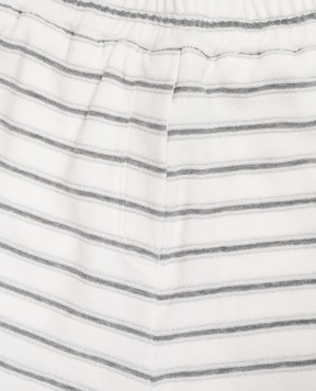 Brunello Cucinelli Children's white striped shorts with silk BQ987P261B