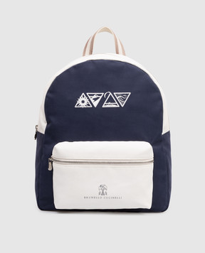 Brunello Cucinelli Children's blue backpack with print BDYTOB131