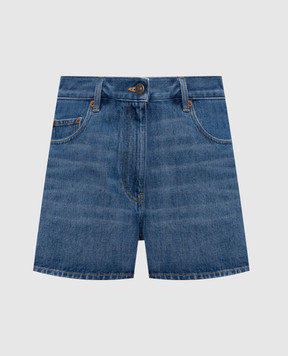 Valentino Blue denim shorts with logo patch 8B3DD28S9Y8
