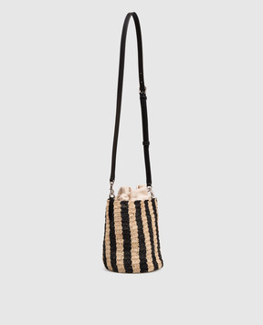 Valentino Striped raffia bucket bag 8W2B0T03IXU