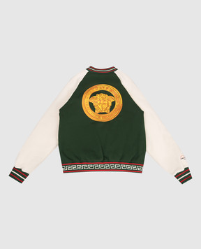 Versace Children's green bomber jacket with Medusa emblem 10229221A16983