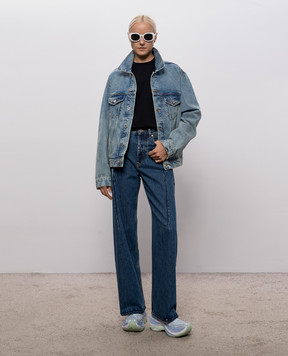 Vetements Blue denim jacket with a distressed effect MH27DJ071LB