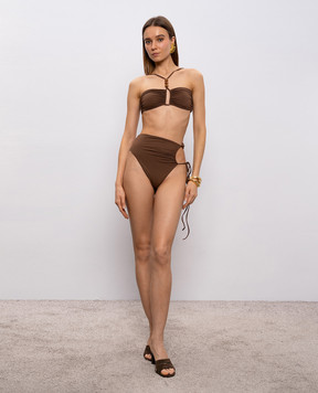 Magda Butrym Brown beaded swimsuit bodice SWIMBRA01623426