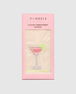 Vondels Set of beige serving napkins COCKTAIL CLUB with linen 9237000045071