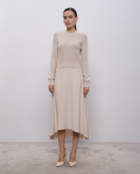Peserico Beige midi dress with wool, silk and cashmere S82085F129B018