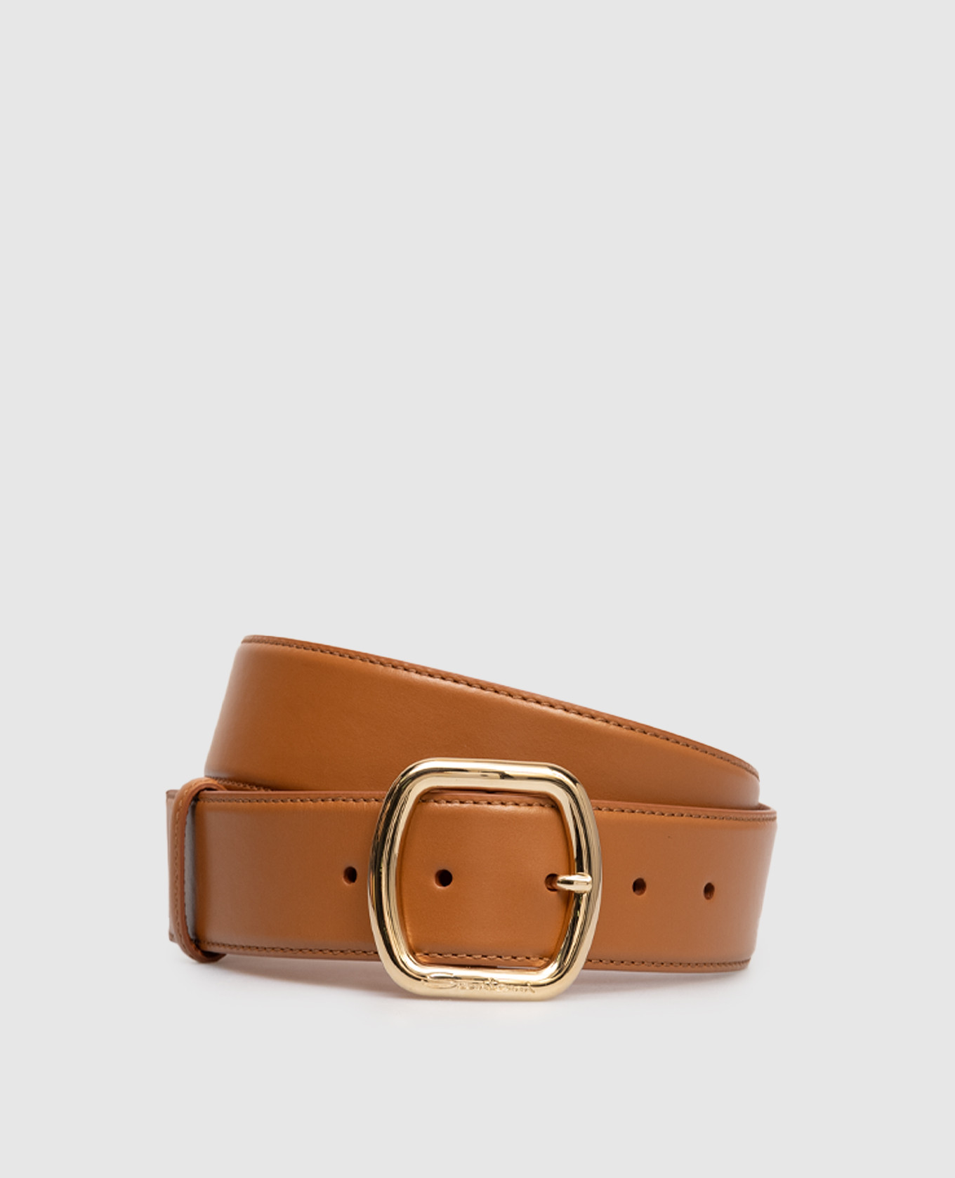 

Brown leather belt with logo Santoni