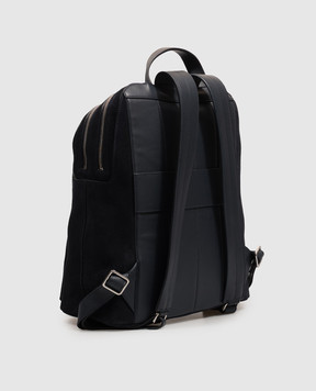 Orciani Blue suede backpack with textured logo P00756PEA