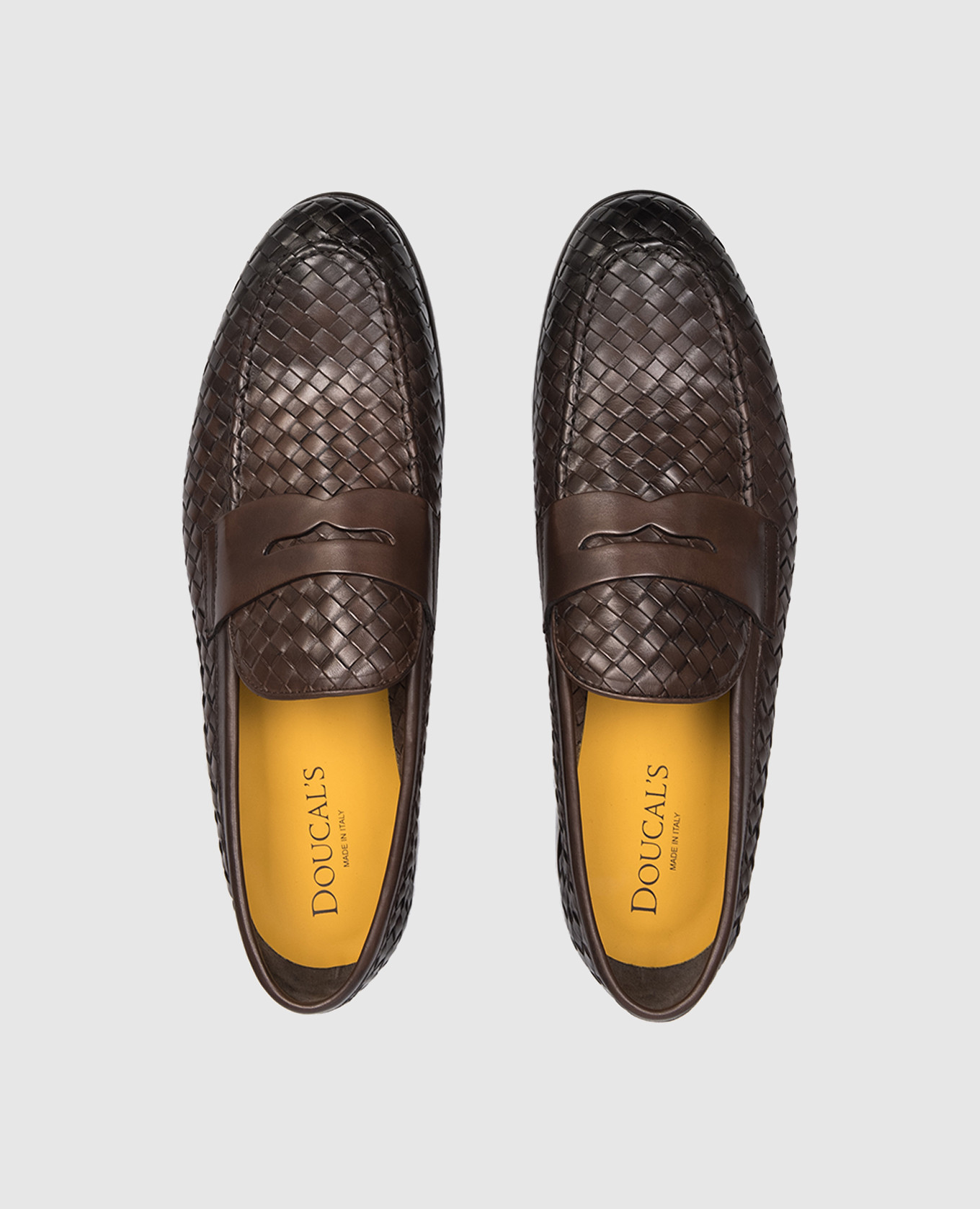 Brown leather loafers with weaving Doucal's 4