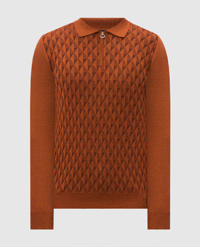 Stefano Ricci Terracotta wool, silk and cashmere patterned jumper KE08021P30E26371