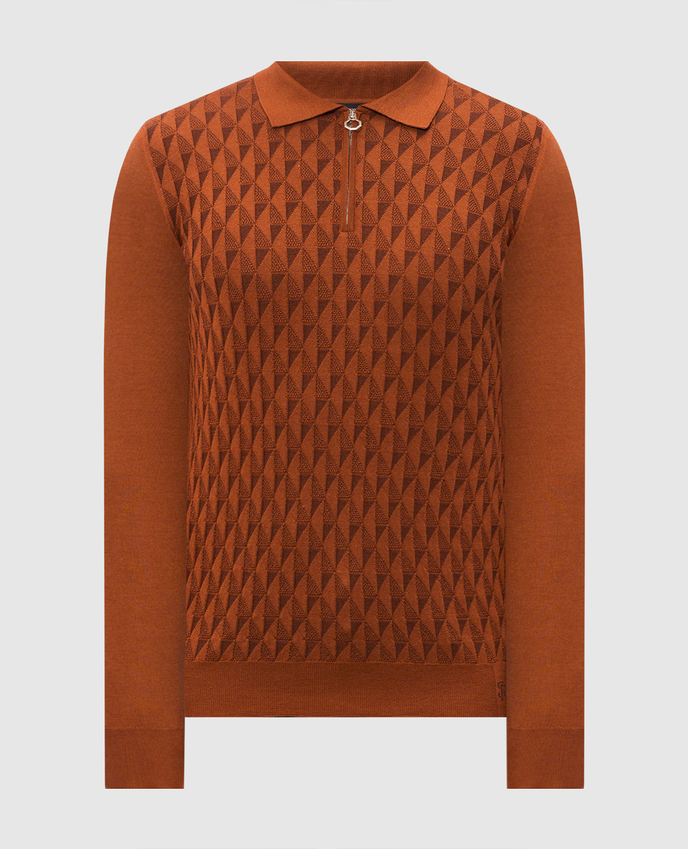 Terracotta wool, silk and cashmere patterned jumper