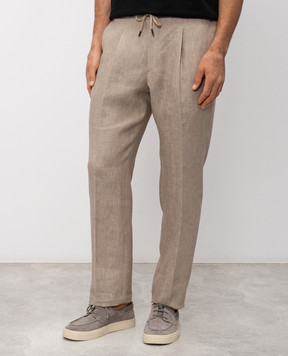Pini Parma Beige linen pants TRAL1PLITAU