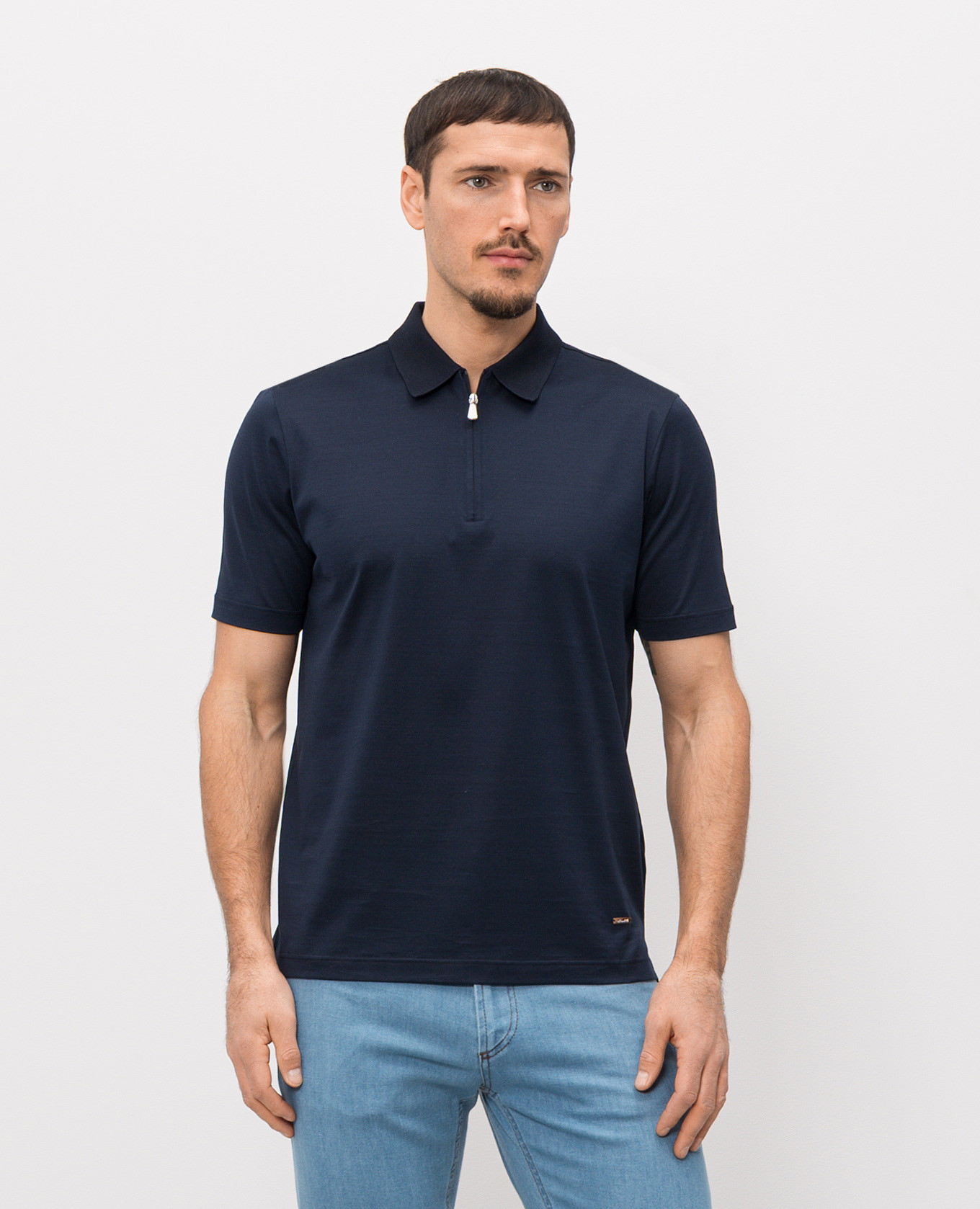 

Blue polo shirt with logo patch Enrico Mandelli