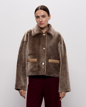 Babe Pay Pls Beige cropped sheepskin coat 2527MERINO
