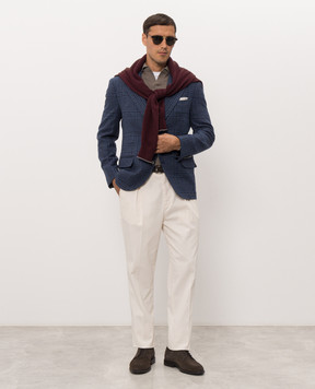 Brunello Cucinelli Blue cashmere check jacket MV4667BFD5