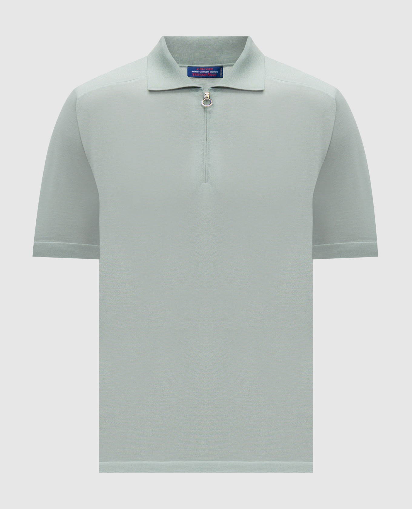 Green cashmere polo shirt