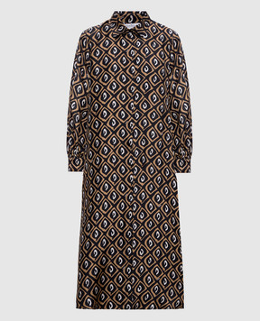 Max Mara Black printed silk shirt dress with belt MXMGIARA