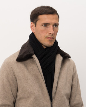 Bertolo Cashmere Black cashmere scarf 000121000005