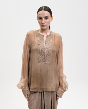 Ermanno Scervino Brown silk blouse D482K766CSRFWB