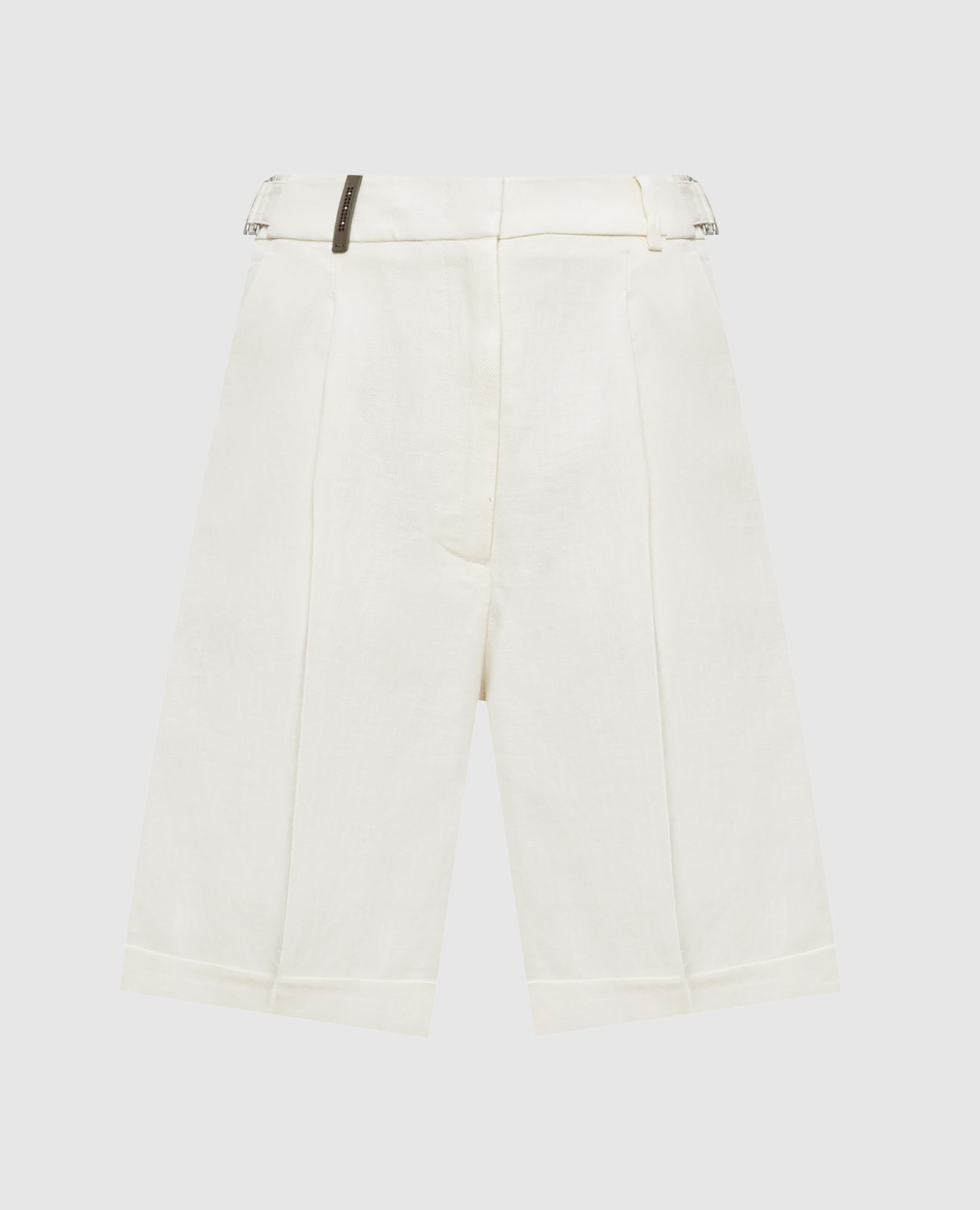 Ivory linen shorts with lapels