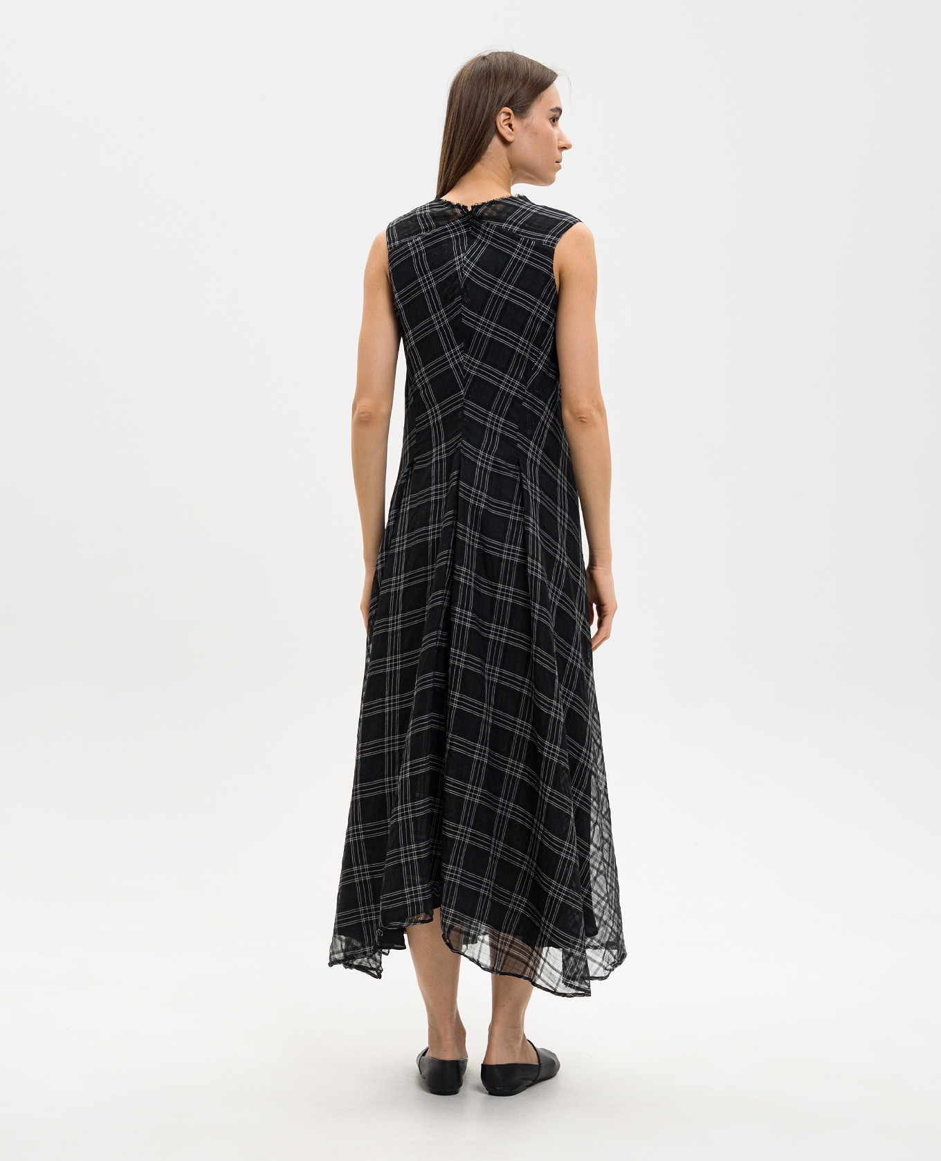 Black dress with checked silk Marc Le Bihan 4