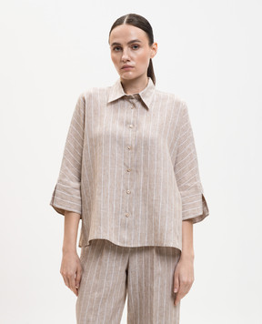 Peserico Beige striped linen shirt S0611502639