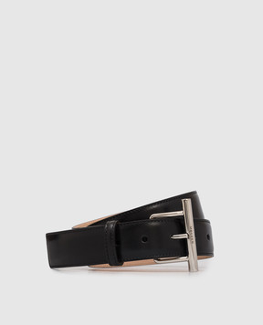 Alexander McQueen Black leather belt with logo engraving 8044991BR0I