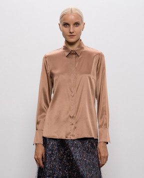 Peserico Brown silk blouse S0697102372