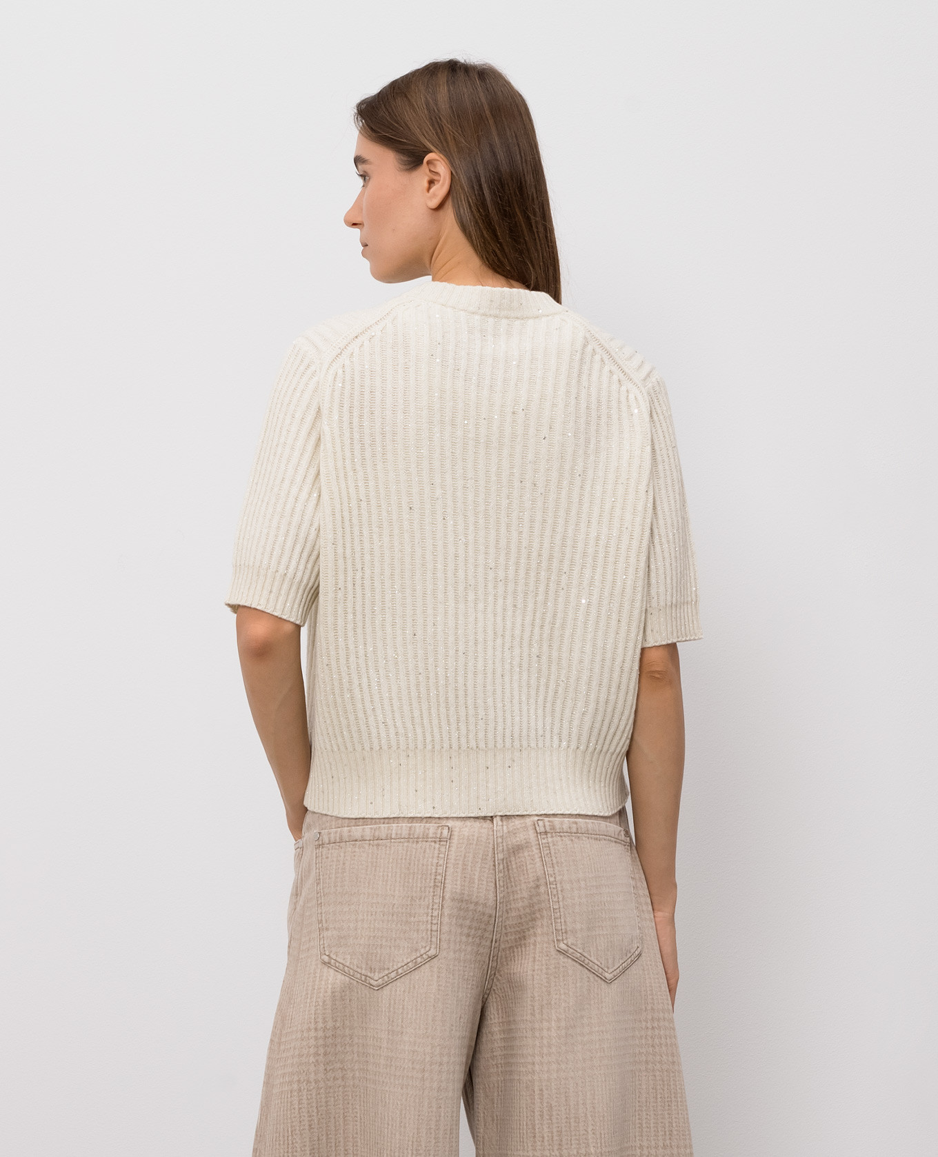 

Ivory cashmere and wool top Brunello Cucinelli, Beige