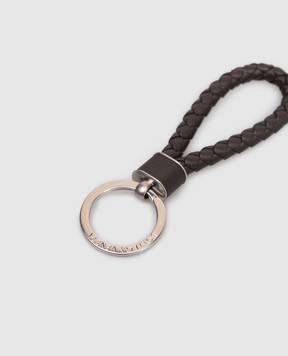 Bottega Veneta Brown Intreccio leather keychain 709727VMAY1